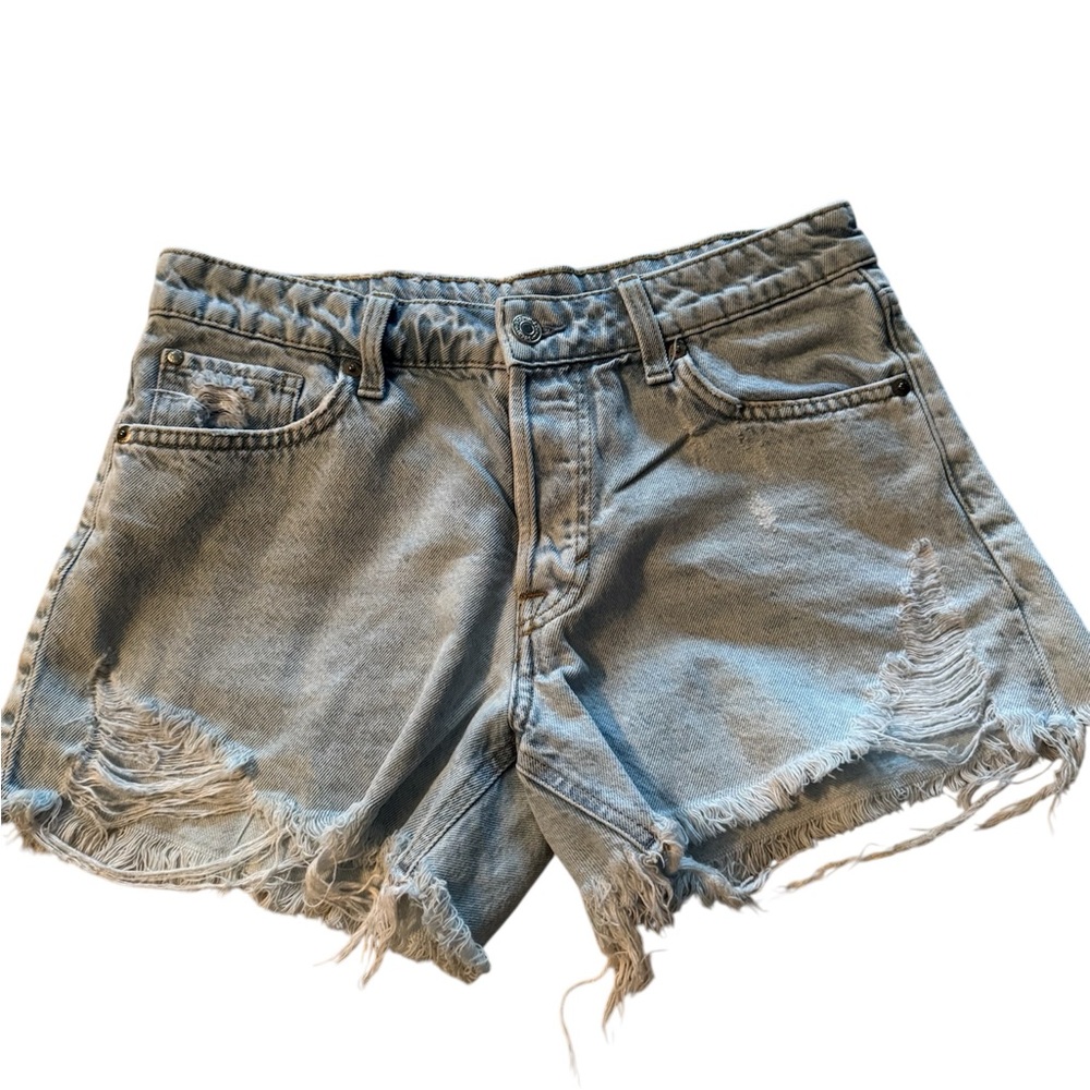 H&M Blue Jean Shorts Distressed Cut-Off Style